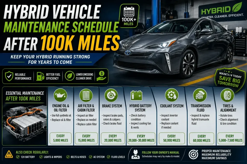 hybrid vehicle maintenance schedule after 100k miles